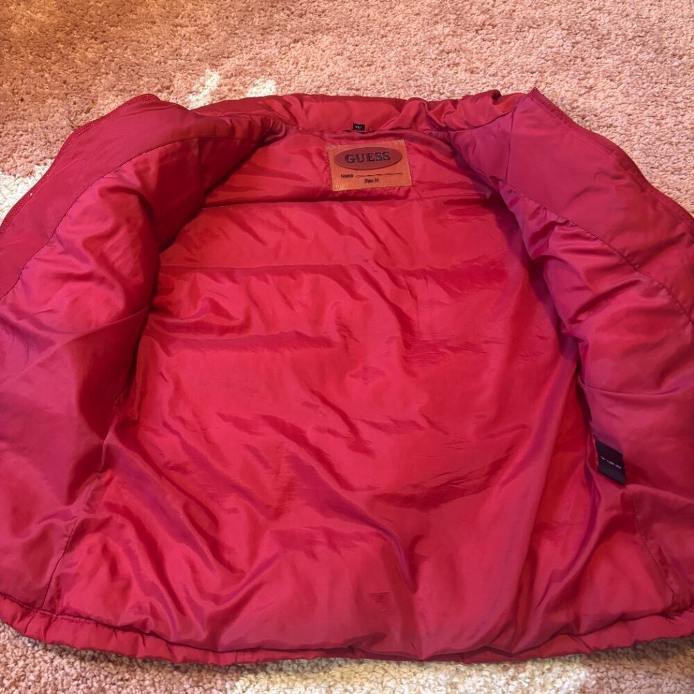 Guess Women’s Puffer Down Vest Zip w/Pockets Red Size M Waterfowl Feathers 44585 - Picture 4 of 8